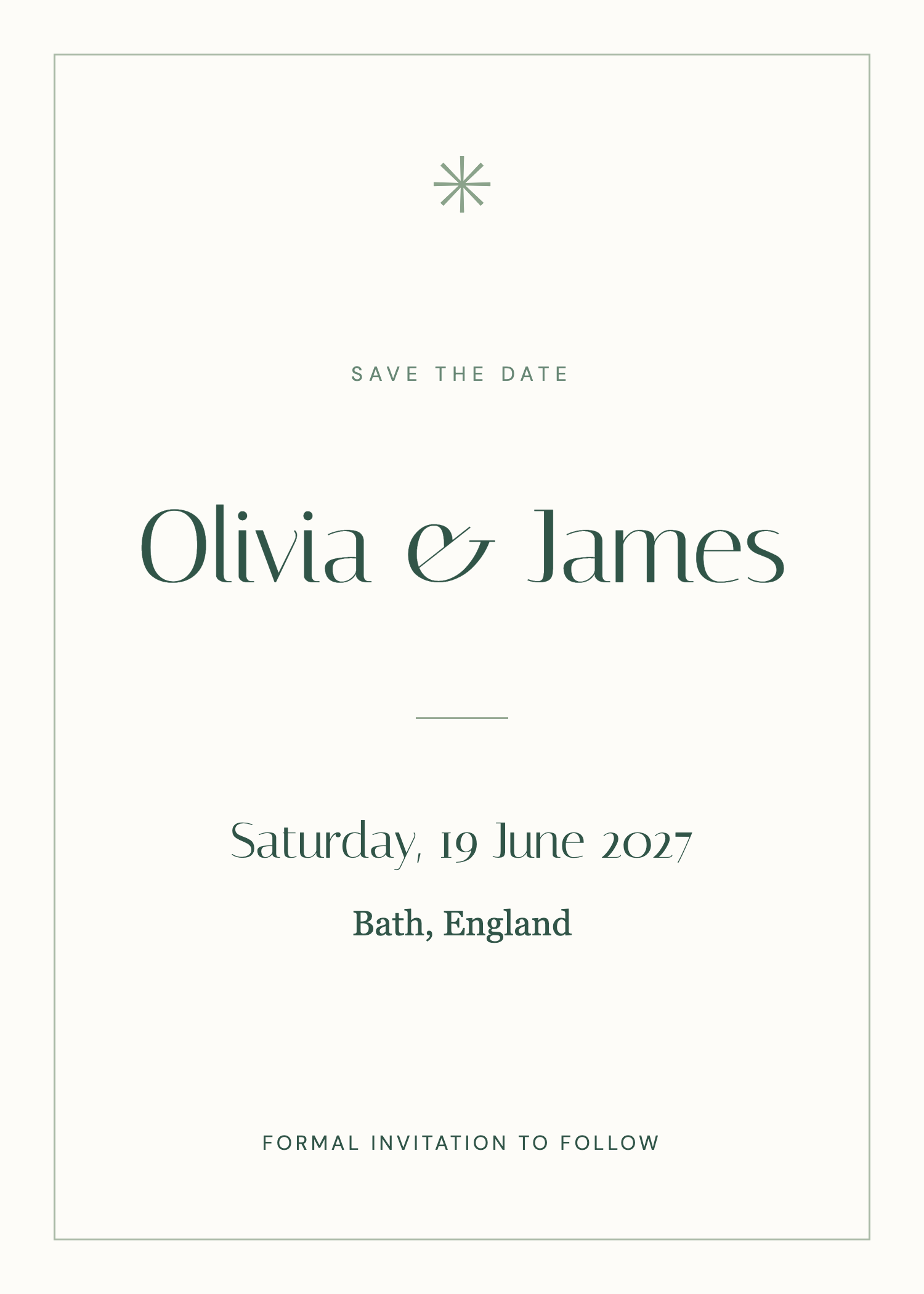 Matching Olivia and James save-the-date card